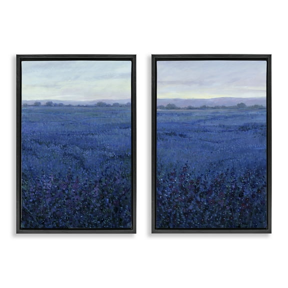 Stupell Industries Flowering Field Purple Haze Landscape & Nature Painting Black Floater Framed Canvas Art Print Wall Art, 17 x 25, Set of 2