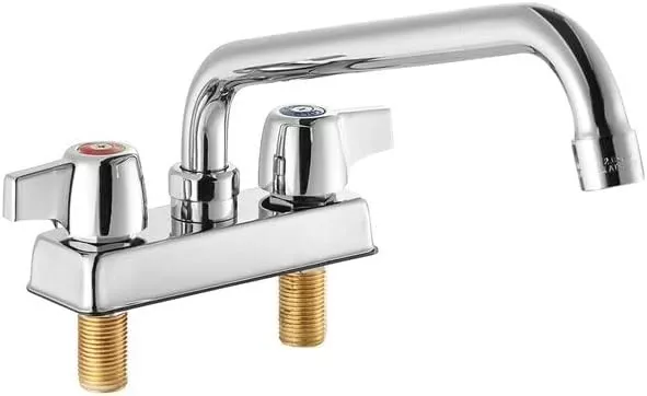 Commercial Kitchen Deck Mount Kitchen Sink Faucet 4" Center with Swivel Spout