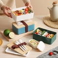 thumbnail image 3 of 1PC Lunch Box Wooden Box For Microwave Double Layer Lunch Box Portable Box Box Blue, 3 of 3