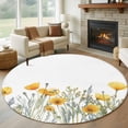 thumbnail image 2 of Yellow Spring Floral Large Area Rugs for Bedroom Living Room, Soft Non Slip Carpet Bedside Rug, Watercolor Summer Botanical Round Floor Cover Kitchen Accent Rug 7' for Dining Room/Office, 2 of 9