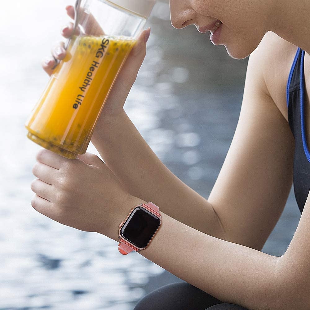 Compatible with Apple Watch Band 38mm 40mm 42mm 44mm, Glitter Clear Soft  Slim Thin Narrow Silicone Band for iWatch SE Series 6 Series 5/4/3/2/1  Women, 3 Pack-Silver/Red/Purple, 38/40mm | Walmart Canada