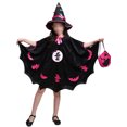 thumbnail image 1 of LUXUR Robes Cosplay pour Filles Couleur Unie Cape Col Rond Robe d'Halloween Tenue Déguisement Manches Longues Chat Noir Cape 110, 1 of 2