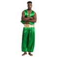 thumbnail image 4 of iiniim Mens Arabian Prince Costume Open Front Vest with Pants Halloween Show Fancy Dress up Outfit Green&Green XXL, 4 of 7