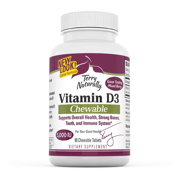 Terry Naturally Vitamin D3 125 mcg Cholecalciferol, 90 Chewable