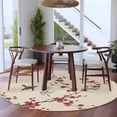thumbnail image 3 of Spring Cherry Flowers Round Area Rug 8Ft Washable Large Circle Rugs for Living Room Dorm, Retro Country Floral Birds Plants Beige Non-Slip Carpet Floor Mats Indoor Outdoor Carpet Runner Home Decor, 3 of 8