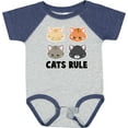 thumbnail image 3 of Inktastic Cats Rule with Cat Heads Boys or Girls Baby Bodysuit, 3 of 5