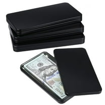 4 Pcs Metal Cash Box Money Holder Cash Organizer Tinplate Metal Money Box Single Row Currency Tray with Lid Dollar Bill Holder for Cash Coin,Black,Rectangle,Topboutique