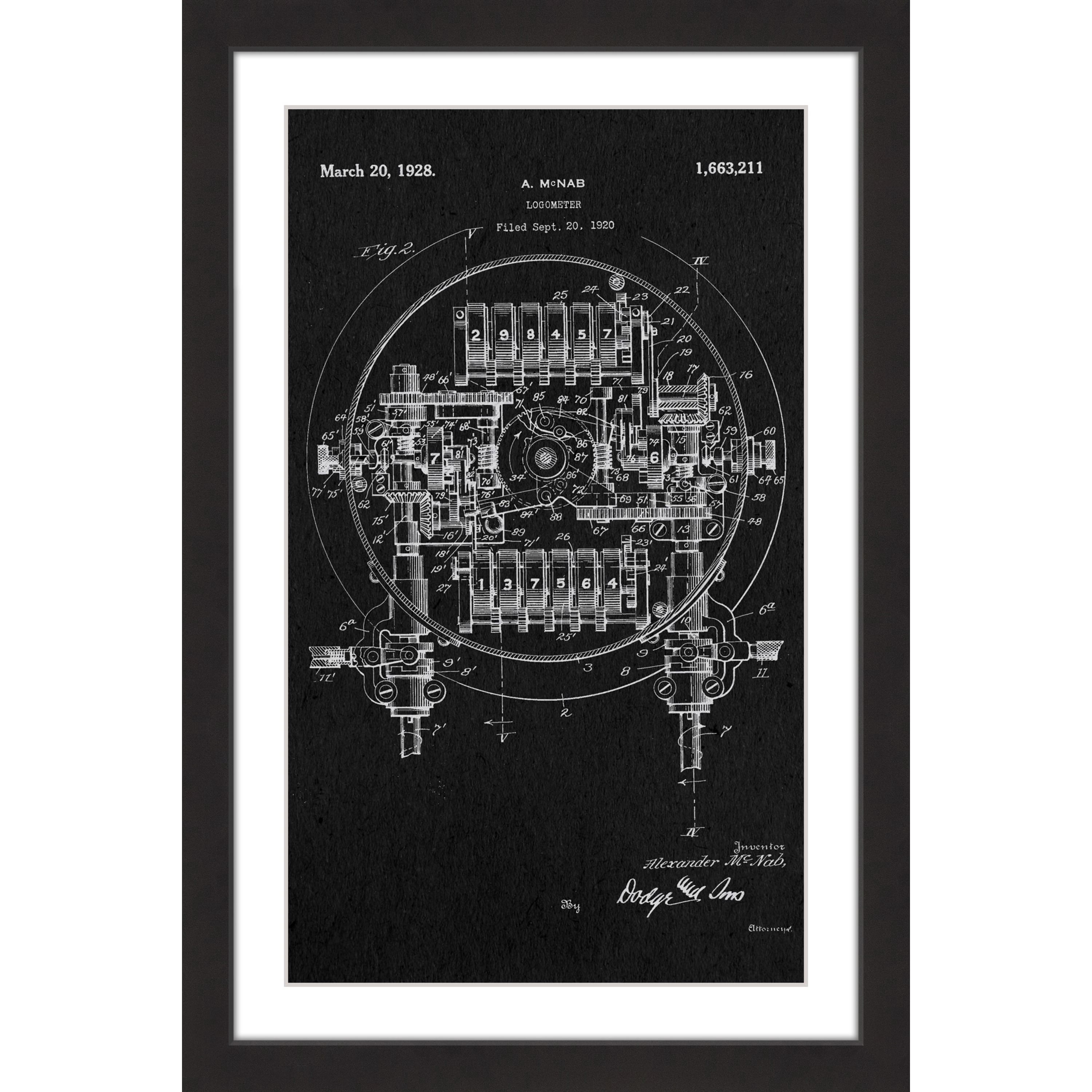 "Logometer 1920 Black Paper" Framed Painting Print