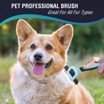 thumbnail image 2 of Pets First Cepillo profesional para mascotas - Herramienta de aseo y depilación para gatos y perros - Reduce la caída y el pelo muerto, azul, 2 of 5