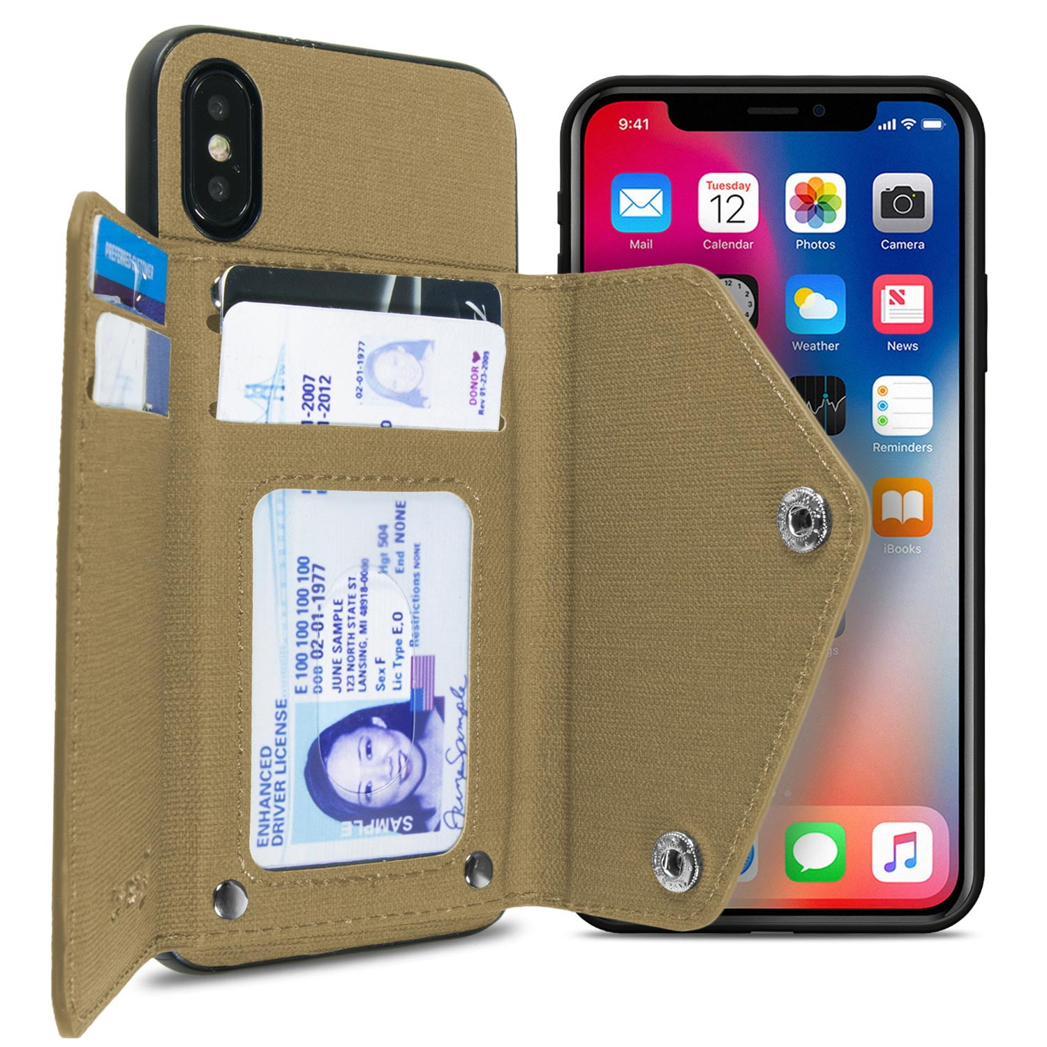 CoverON Apple iPhone XS / iPhone X / 10S / 10 Wallet Case Fabric Backed ...
