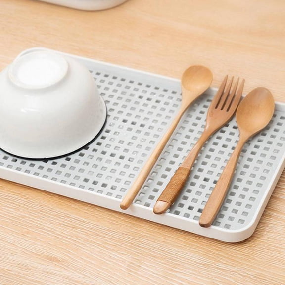 Dish Drain Tray, 12.2x6.9" Water Storage Capacity Dish Drain Board, Dish Drying Pad for Kitchen Counter, Coffee Tea Tray, Water Drip Tray Holder for Cup, Fruit, Bathroom Accessories