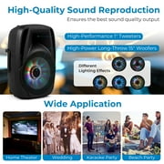 Gymax Portable 15 1500W 2-way Powered Speaker w Illuminating Light