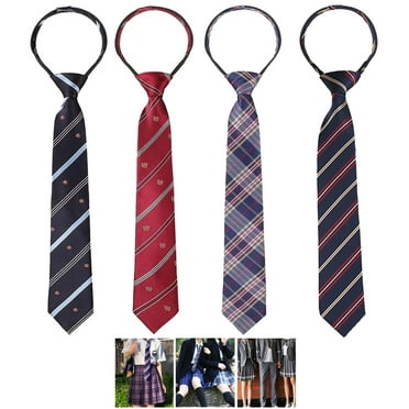 4 Pcs Boy's Necktie Pre-Tied Neck Strap Tie Adjustable Kids Ties for Formal Wedding Graduation School Uniforms, Assorted Colors