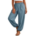 thumbnail image 2 of Yifymode Womens Balloon Pants Trendy Casual Elastic Waist Wide Leg Harem Pants Baggy Pleated Lantern Trousers, 2 of 7