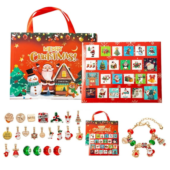 Tkrady Christmas Advent Calendar Charm Bracelets 2024 for Girls Kids, 24 Days Christmas Countdown Calendar Kit for Girls Kids Teens Adult Women