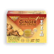 Prince of Peace Instant American Ginseng Ginger Honey Crystals, 10 Sachets – Instant Hot or Cold Beverage – Easy to Brew