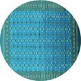 thumbnail image 1 of Ahgly Company Machine Washable Indoor Round Oriental Turquoise Blue Industrial Area Rugs, 4' Round, 1 of 4
