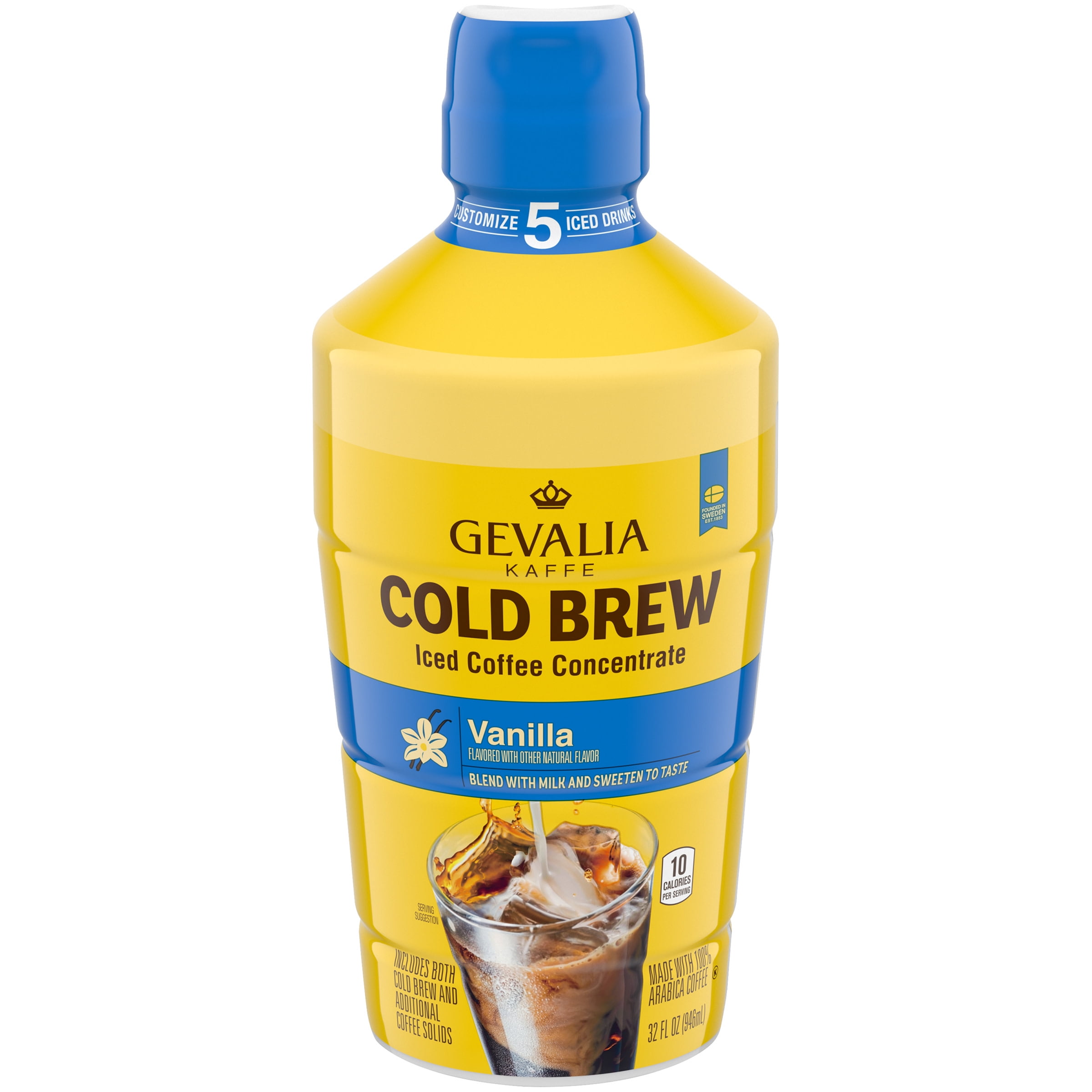 Gevalia Cold Brew Vanilla Iced Coffee Concentrate, 32 fl oz Bottle