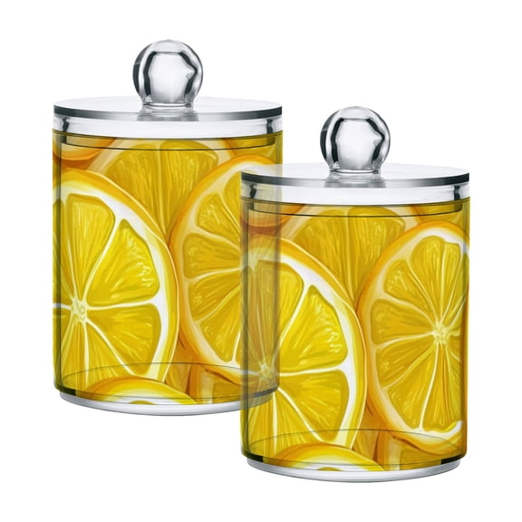 Juicy Lemon Slices Translucent Plastic Cans Storage Canisters with Lid Set of 2