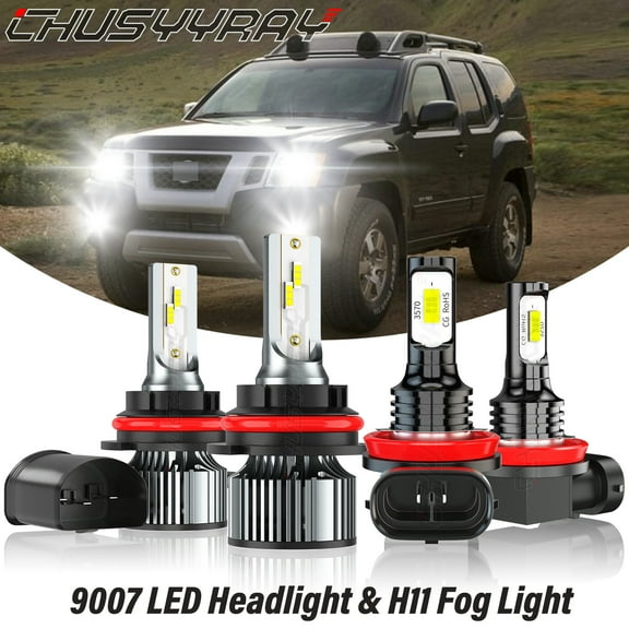 For Nissan Xterra 2005 2006 2007-2015 - 4X 6000K White LED Headlight High Low Beam   Fog Light Bulbs