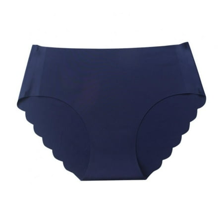 Baywell Womens Seamless Panties Soft Underwear Scalloped Trim Panties Bikini Panty for Ladies Breathable Hipster Stretch Panty Underpants Dark Blue 137.5-170.5LBS