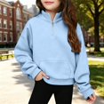 thumbnail image 4 of Abcomgle Girls Half Zip Sweatshirt 7-8 Oversized Long Sleeve Pullovers for Teen Girls Cute Fashion Fleece Pullover Sweatshirt with Pockets, 4 of 6