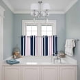 thumbnail image 3 of Navy Blue Pink Striped Kitchen Curtains Small Short 39 Inch Length, Modern Minimalist Ombre Lines Grommet Top Bedroom Living Room Curtains, Light Filtering Cafe Curtain Drapes 2 Panels Set 55''x39'', 3 of 9
