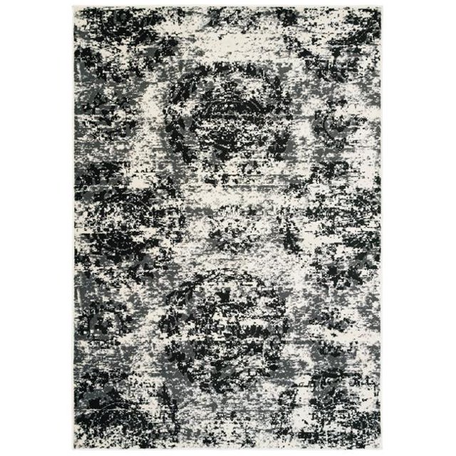 LR Home INFIN81309WBL7995 Infinity Modern Distressed Indoor Area Rug, White & Black - 7 9 x 9 ft. 5 in.