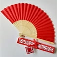 thumbnail image 2 of Red Fabric Folding Hand Fan with Tassel and Pouch – Elegant Foldable Handheld Fan for Women, Wedding Fans for Guests, Chinese and Japanese Style Asian Gift for Party, Dance & Home Decoration, 2 of 3
