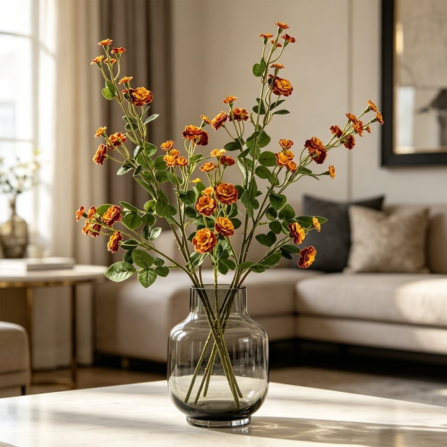 Tallos de flores artificiales para decoración de bodas en el hogar | Rama de flores artificiales con follaje verde | Plantas artificiales de plástico para arreglos en jarrones