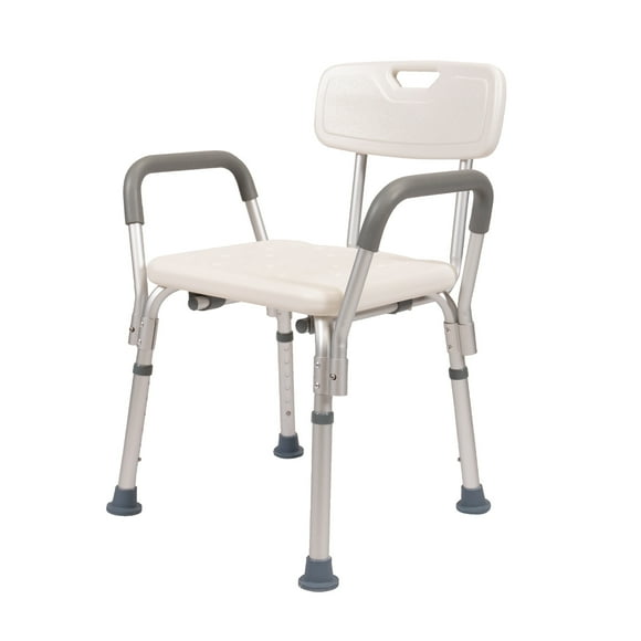 Silla Banco para Ducha y Tina con Brazos y Respaldo (Soporta hasta 100 Kg de Peso) Magnimed Silla Banco para Ducha y Tina con Brazos y Respaldo