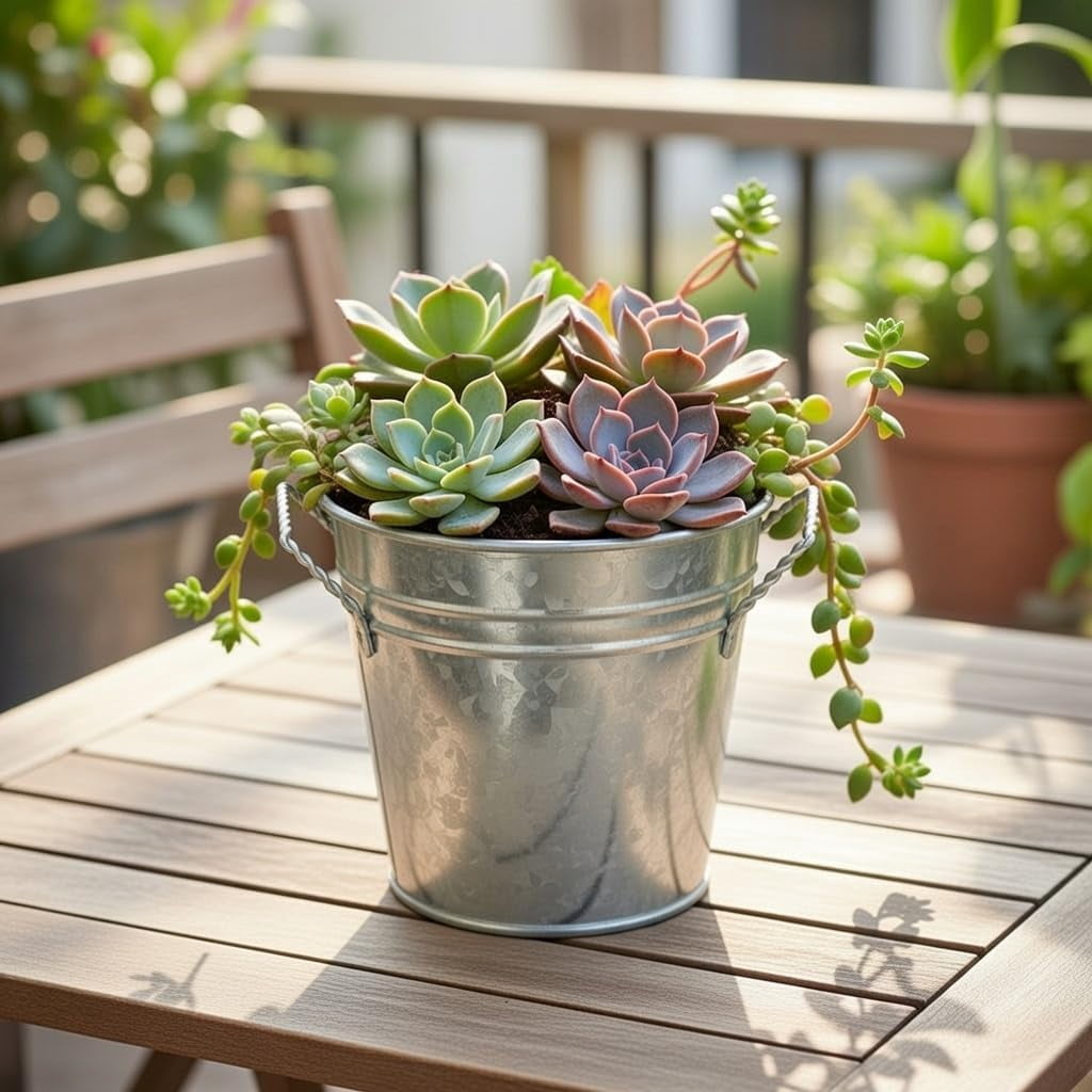 3 Pack of Galvanized Planters 5" Dia x 4.5" H Durable Metal Plant Pots for Floral Arrangements Indoor and Outdoor Gardening with Vintage-Inspired Charm Rustic