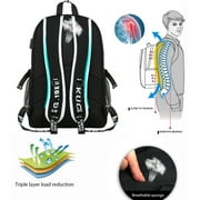 Lvelia Boys School Backpacks for Kids, Fashion Large Capacity School Bag,Waterproof Bookbags with USB Charge Port,Spaceman Printed Black