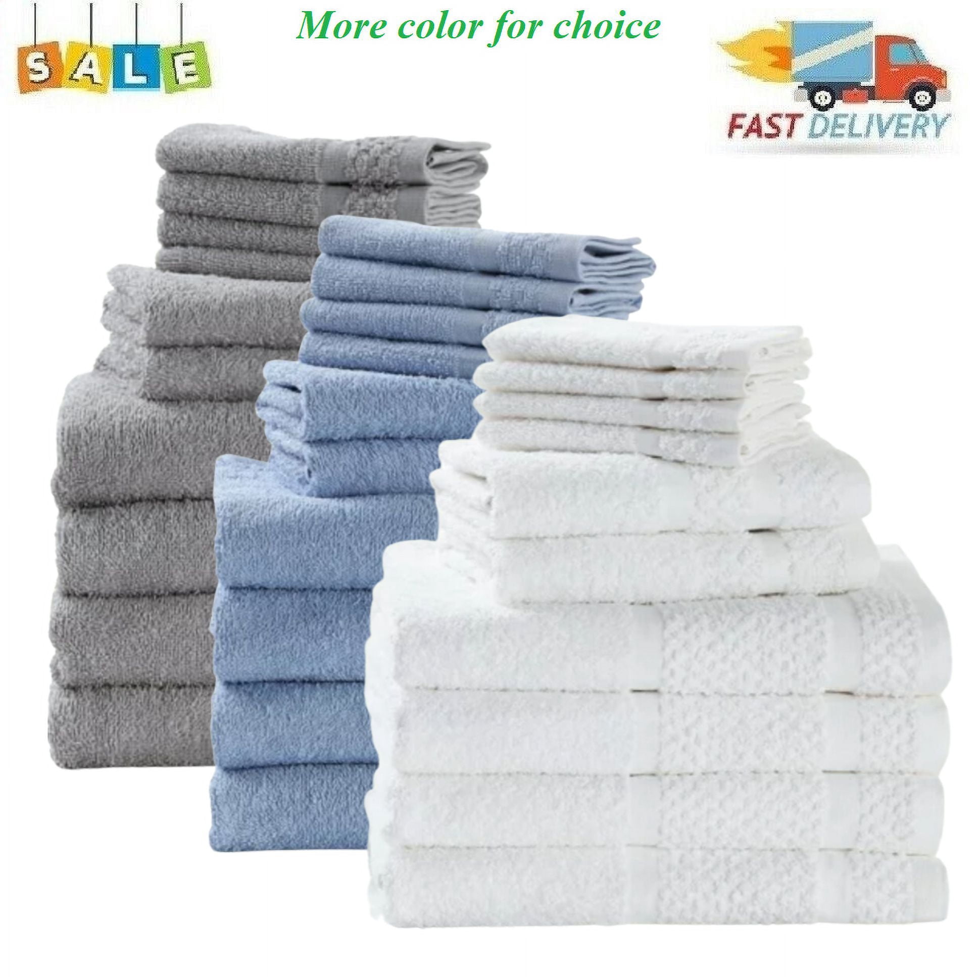 10 Piece Towel Set 100% Cotton Bath Towels Hand Towels Wash Soft Absorbent