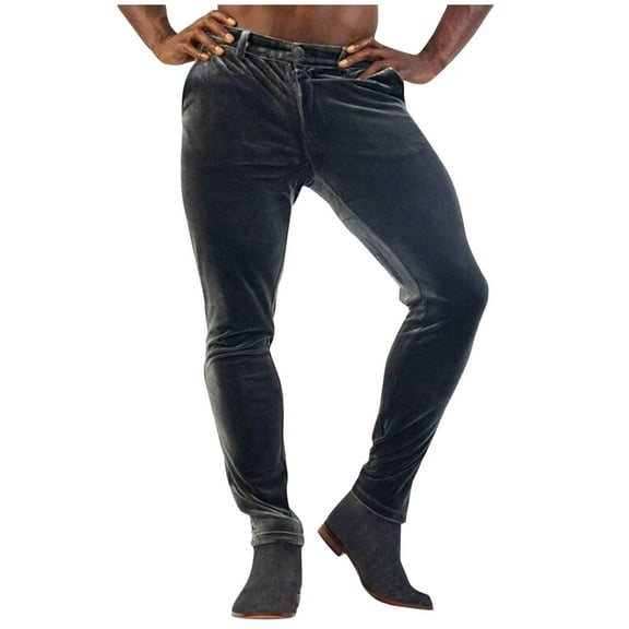 Mens Corduroy Straight Leg Pants Long Solid Elastic Waist Solid-Color Pocket Casual Pants Loose Fit Going Out Pants Gray