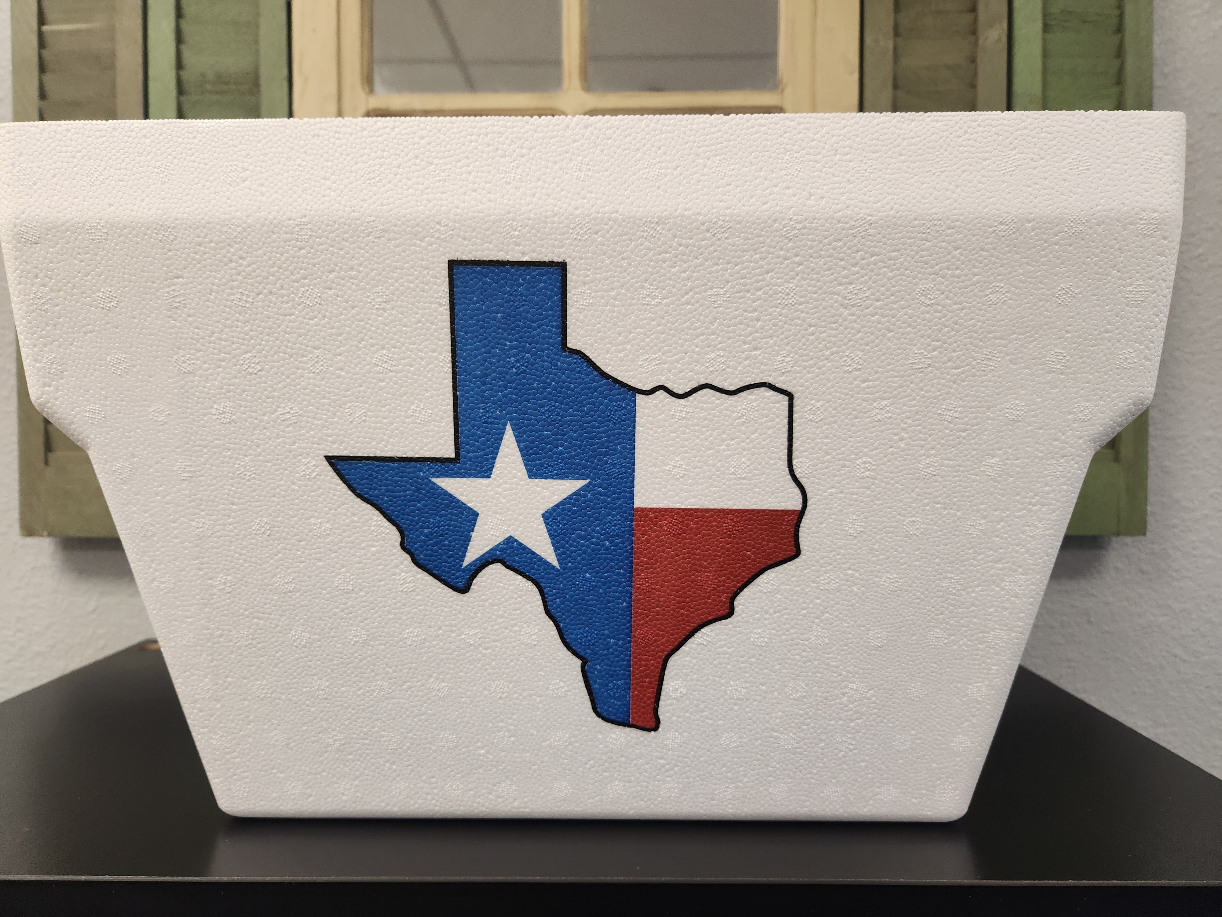 Texas Flag Styrofoam Cooler,  22QT Foam Cooler, 20 Can Capacity, White