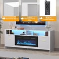 thumbnail image 6 of 70” Fireplace TV Stand with 36” Electric Fireplace, Electric Fireplace TV Stand for Living Room with LED Lights, Modern TV Console Cabinet & Media Entertainment Center with Fireplace (White), 6 of 7