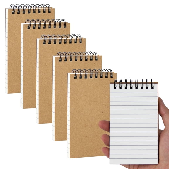 3x5 Inch Pocket Notebooks, 6 Pack Mini Top Spiral Notepads, College Ruled Lined Paper