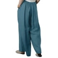 thumbnail image 3 of Enwejyy Womens Cotton Linen Plus Size M-5XL Draw String Elastic Waist Pockets Solid Loose Casual Pants, 3 of 5