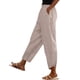 thumbnail image 1 of Pantalones de Cintura Elástica para Mujeres Casual Bolsillos de Poliéster de Color Sólido Pantalones de Lino Mujeres Verano para las Vacaciones Al Mar Y el Uso Diario, 1 of 9