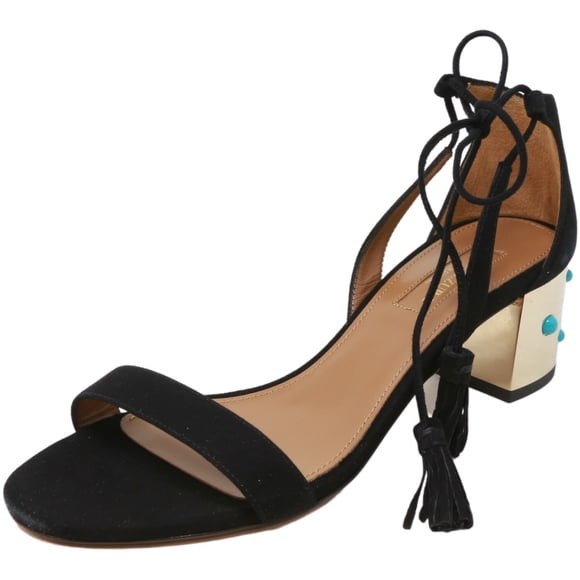 Aquazzura Firenze Women's Cleopatra Sandal 50 Suede Black Ankle-High Pump - 7 M
