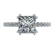 Princess Cut 7mm (2ct) Pure Brilliance Zirconia Solitaire W/Sides Engagement Ring 10k White Gold Size 4.5