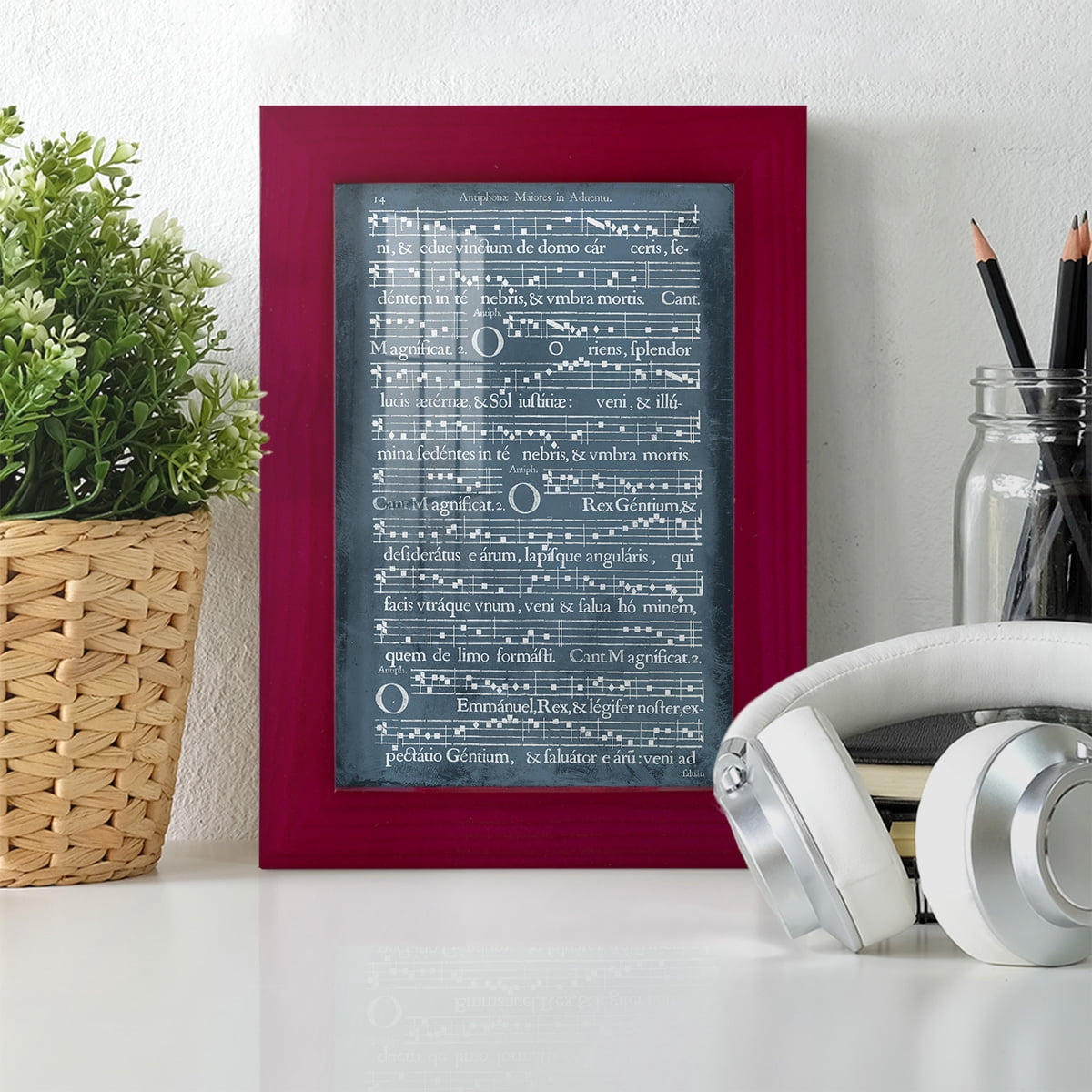 Graphic Songbook IV -Framed Print w/glass-Cherry Red