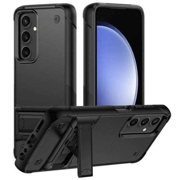 For Samsung S23 FE 5G Case Rugged Cover with built-in Stand Tempered Glass
