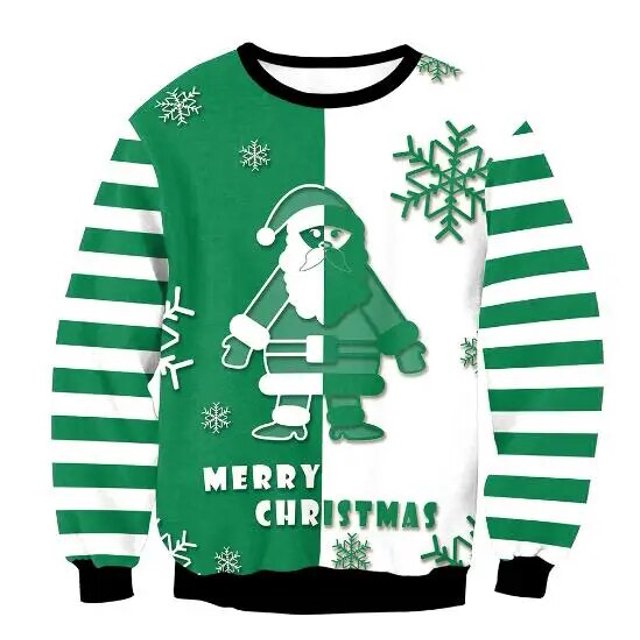 Suéteres de Navidad feos, jerséis verdes con estampado divertido en 3D, sudadera para fiesta navideña, cumpleaños y Navidad, 2023