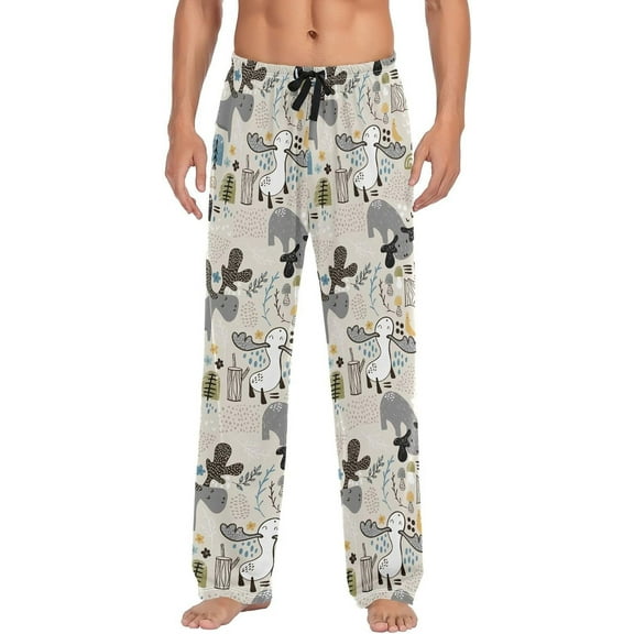 GZHJMY Elks in Wood Men's Pajama Pants, Soft and Comfortable Lounge Sleep Bottoms with Pockets, Men's Sleepwear with Custom Print, Small