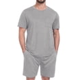 thumbnail image 3 of GIRUNS Men's Pajama Set Lightweight Sleepwear Short Sleeve and Shorts with Pockets Light Gray M, 3 of 7