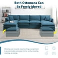 thumbnail image 4 of 134*66" Chenille Modular Sectional Sofa, U Shaped Cloud Couch Set with Double Cushions , 6 Seat Sleeper Sofa Bed with Ottomans, Oversized Indoor Furniture for Living Room (Blue), 4 of 12