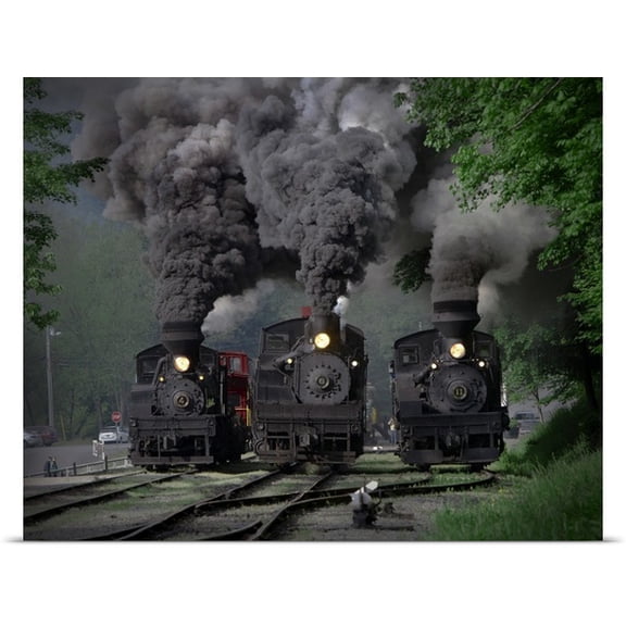 Great BIG Canvas Chuck Gordon Poster Print entitled Train Race