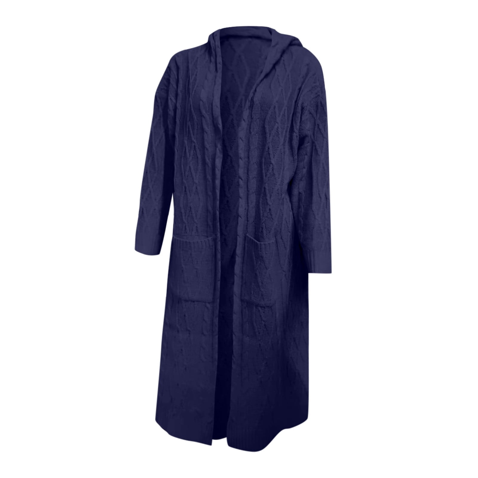 Hvot&aat Women's Cable Knit Hooded Sweaters Open Front Cardigan Long Sleeve Sweater Coats Oversized Maxi Jacket with Pockets